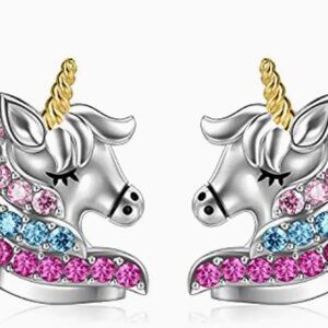 Crystal Rhinestone Unicorn studs Fashion Earrings set